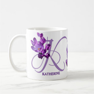  Katherine naam paarse krokusbloemen Koffiemok