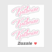 Katherine Nom décoratif en rose x3 Sticker (Feuille)