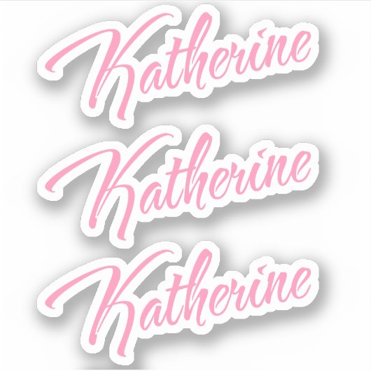 Katherine Nom décoratif en rose x3 Sticker (Devant)