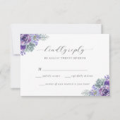Katherine Purple Floral Script Wedding Carte RSVP (Devant)