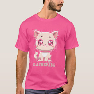 Katherine Schattige Kitty Cat Design voor Meisjes T-shirt
