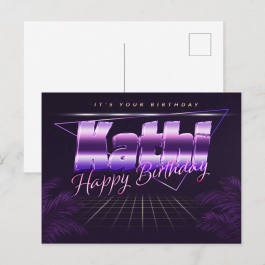 Kathi Nom Prénom Anniversaire de la carte postale (Devant / Derrière)