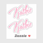 Kathie roze naam x2 Vinyl Sticker (Vel)