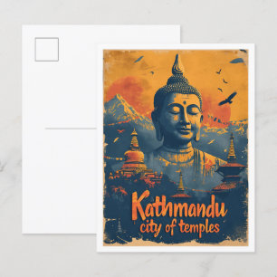 Kathmandu Nepal kunst reisillustratie Briefkaart