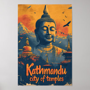 Kathmandu Nepal kunst reisillustratie Poster