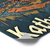 Kathmandu Nepal  kunst reisillustratie Poster (Hoek)