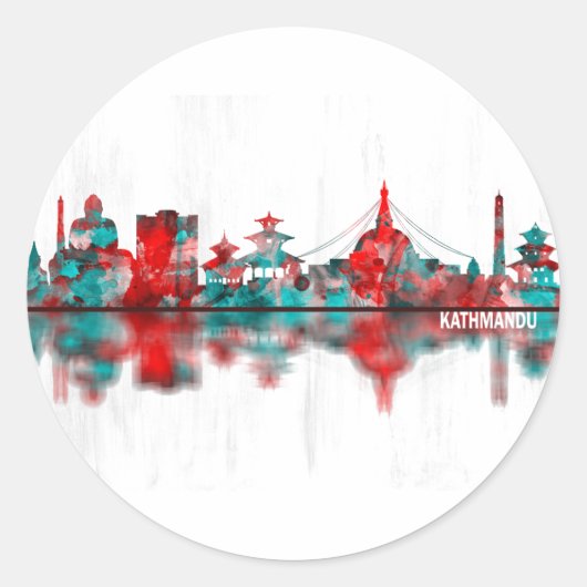 Kathmandu Nepal Skyline Ronde Sticker (Voorkant)