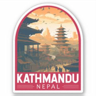 Kathmandu Nepal Travel Art Vintage Sticker