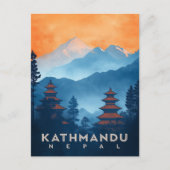  Kathmandu Tempel Briefkaart (Voorkant)