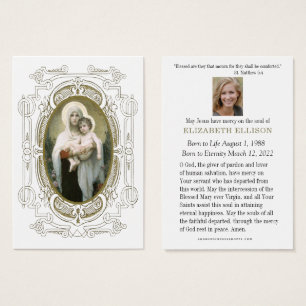 Katholiek begrafenismonument maagd Maria Jezus, Visitekaartje