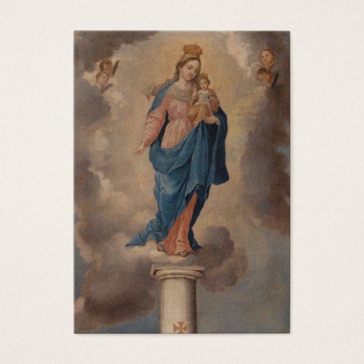 Katholiek begrafenismonument maagd Maria Jezus, Visitekaartje (Voorkant)