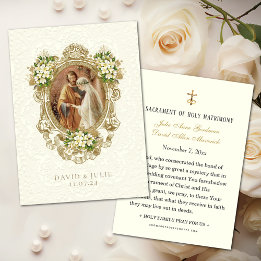 Katholiek Bloemen Goud Bruiloft Heilige Kaart