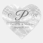 Katholiek Faux-Satijn Monogrammed Hart Sticker (Voorkant)