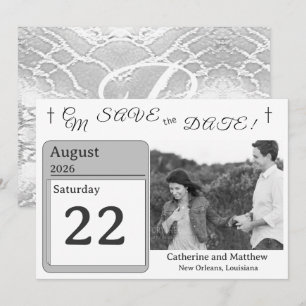 Katholiek Faux-Satijn Monogrammed Save the Date