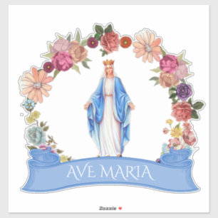 Katholiek Gezegende Maagd Maria Bloemen Religieus Sticker