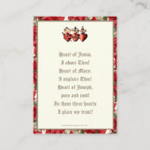 Katholiek Kerstmis Geboorte Gebed Drie Hart Visitekaartje (Achterkant)