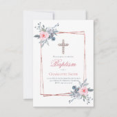 Katholiek meisje Doop bloemig lijst Kaart (Voorkant)