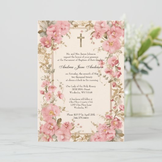 Katholiek Meisje Doop Doop Gezegende Moeder Kaart (Staand voorkant)