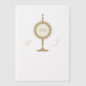 Katholiek monogram bruiloft vellum uitnodigingen (Voorkant)