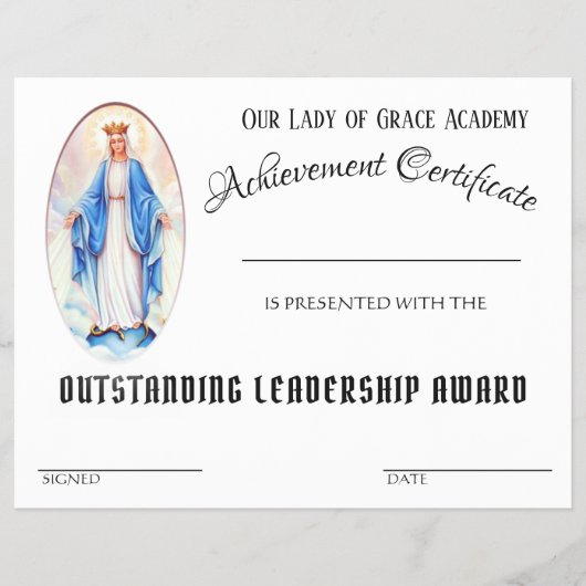 Katholieke Achievement Award Schoolcertificaat Flyer (Voorkant)