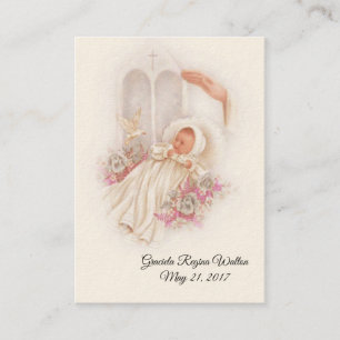 Katholieke babymeisjes Baptismal herdenken Heilige Visitekaartje