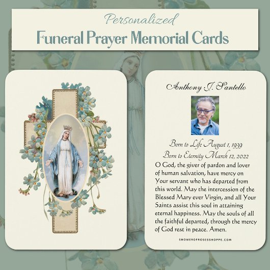 Katholieke begrafenis Memorial Prayer Visitekaartje