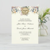 Katholieke Bloemen Bruiloft Receptie Combo Kaart (Staand voorkant)