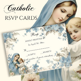 Katholieke Bloemen Gezegend Maria Blauw Bloemen RSVP Kaartje