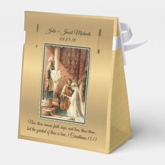 Katholieke bruid & bruidegom Mary St. Joseph Gold  Bedankdoosjes (Achterkant)