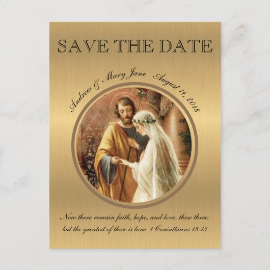 Katholieke bruiloft Mary Joseph SAVE THE DATE Aankondigingskaart (Voorkant)
