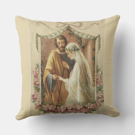 Katholieke bruiloft Mary St. Joseph Floral Kussen (Achterkant)