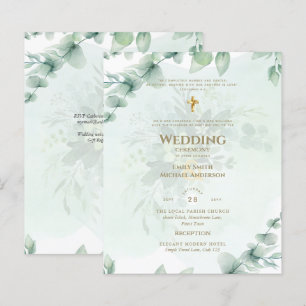 Katholieke bruiloft Uitnodiging Greenery Botanical