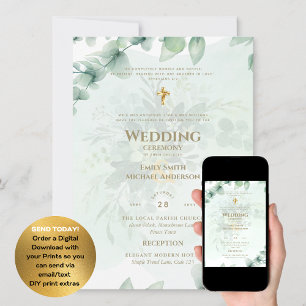 Katholieke bruiloft Uitnodiging Greenery Botanical