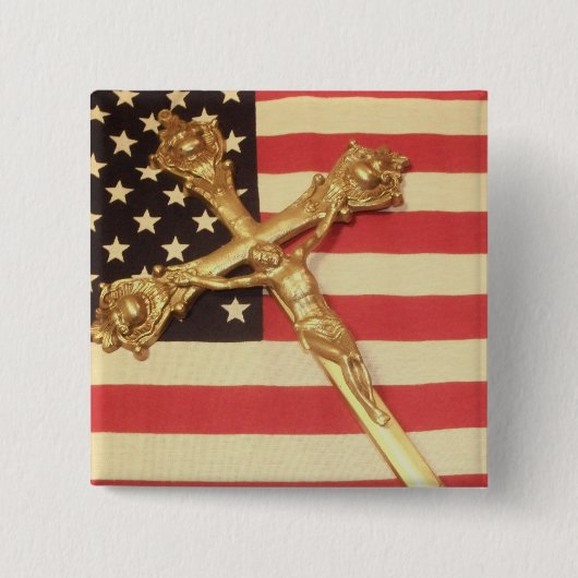 Katholieke Crucifix over de Amerikaanse Button op  (Voorkant)