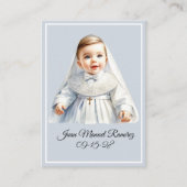 Katholieke doop baby jongen blauwe herinneringskaa visitekaartje (Voorkant)