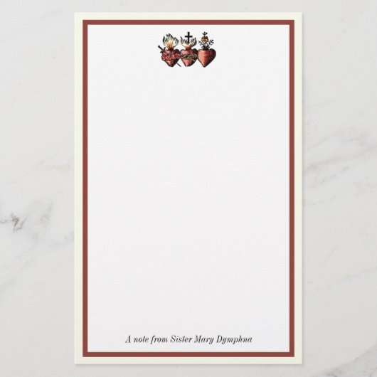 Katholieke Drie Hart Jezus Mary Joseph Religieuze Briefpapier (Voorkant)