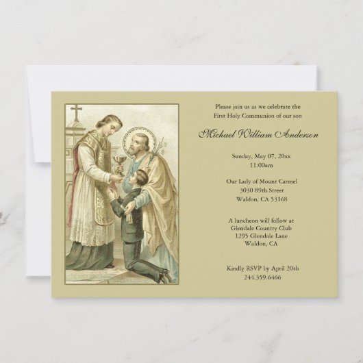 Katholieke Eerste Communie Jongen St. Joseph Kaart (Voorkant)