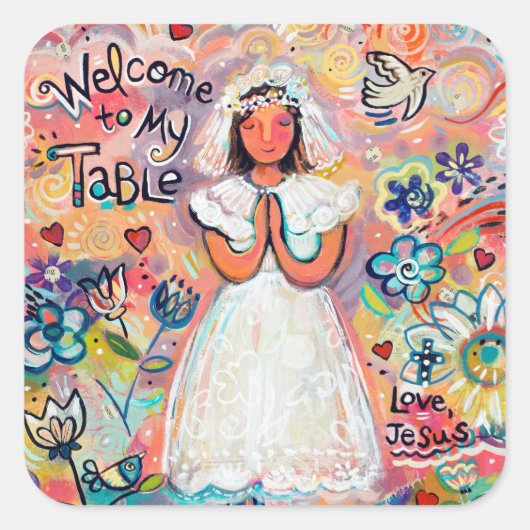 Katholieke eerste communie meisje roze Stickers (Voorkant)