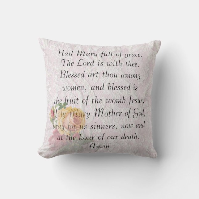 Katholieke gebeden "Hail Mary" Pillow Kussen (Voorkant)