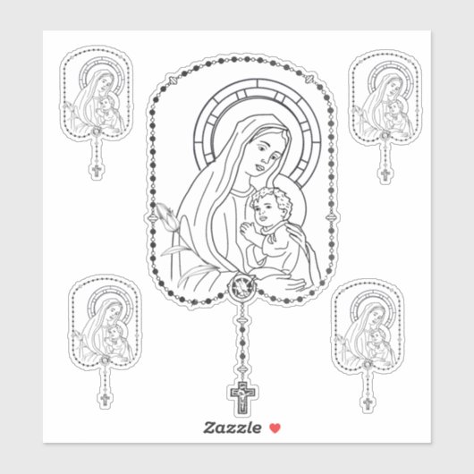 Katholieke gevlekte Maagd Mary Jezus Religieus Sticker (Vel)