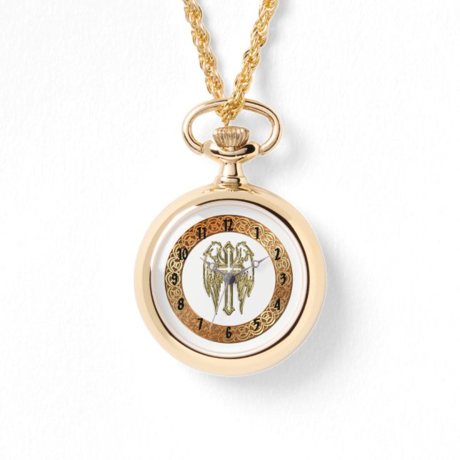 katholieke gouden kruisingen wit horloge (Voorkant)