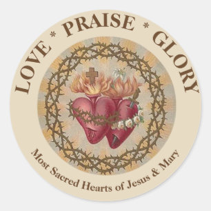 Katholieke harten van Jezus Maagd Mary Religieuze Ronde Sticker