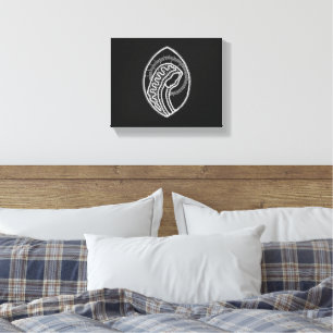 Katholieke Heilige Maagd Maria Wit Kant op Zwart Canvas Afdruk