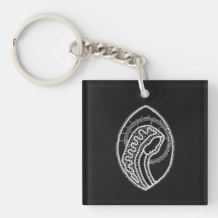 Katholieke Heilige Maagd Maria Wit Kant op Zwart Sleutelhanger
