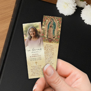 Katholieke Herinneringsfoto Guadalupe Gebedsbladwi Mini Visitekaartjes
