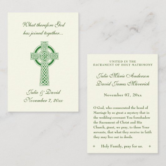 Katholieke huwelijksgunst Irish Green Keltisch kru Visitekaartje (Voorkant / Achterkant)