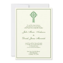 Katholieke Ierse Keltische Cross Green Ivory Invit