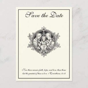 Katholieke Ivory Elegant Heilige Familie bewaart d Aankondigingskaart