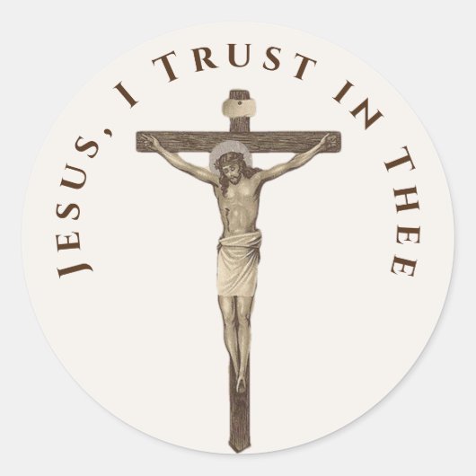 Katholieke Jezus op Crucifix Divine Mercy Ronde Sticker (Voorkant)