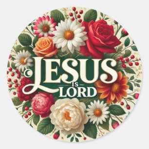 Katholieke Jezus op Kruisbeeld Rozen Ronde Sticker